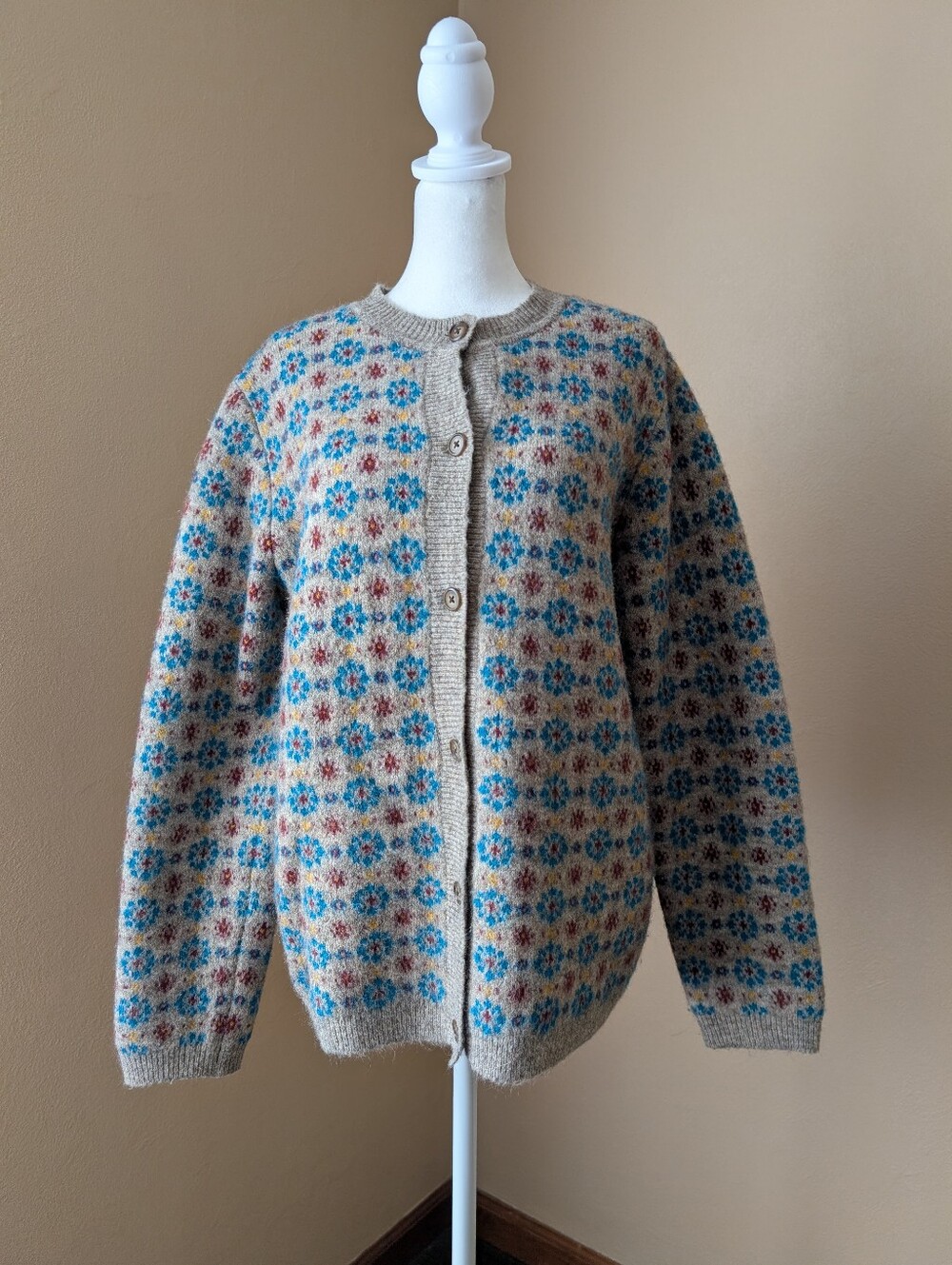 Uniqlo Ines de la Fressange Fair Isle Cardigan Sweater Wool Alpaca XL Multi - Picture 13 of 13